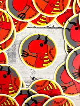 Cargar imagen en el visor de la galería, Devil Chubby Dinosaur - 3” Circle Cut Sticker
