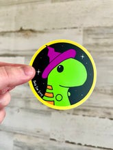 Load image into Gallery viewer, Witchy Chubby Dinosaur - 3” Circle Cut Sticker
