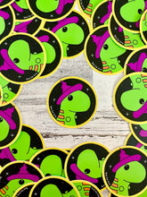 Load image into Gallery viewer, Witchy Chubby Dinosaur - 3” Circle Cut Sticker
