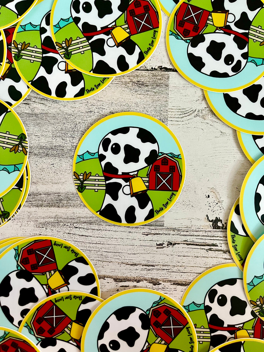 Dairy Cow Chubby Dinosaur - 3” Circle Cut Sticker