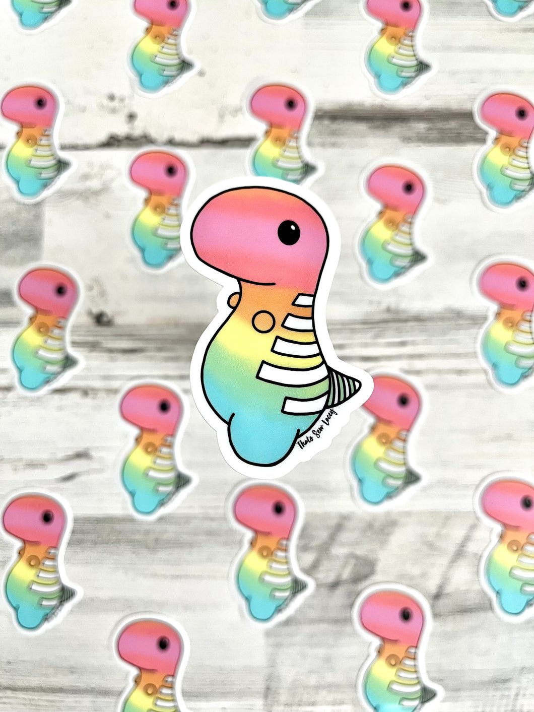 Pastel Ombre Chubby Dinosaur - 3” Die Cut Sticker