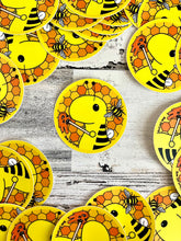 Load image into Gallery viewer, Bumblebee Dinosaur - 3” Circle Cut Sticker
