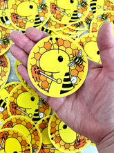 Cargar imagen en el visor de la galería, Bumblebee Dinosaur - 3” Circle Cut Sticker
