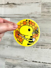 Load image into Gallery viewer, Bumblebee Dinosaur - 3” Circle Cut Sticker
