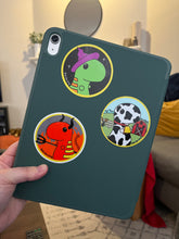 Load image into Gallery viewer, Bumblebee Dinosaur - 3” Circle Cut Sticker
