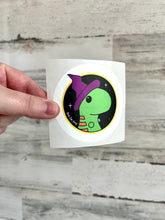Cargar imagen en el visor de la galería, SECONDS - Witchy Chubby Dinosaur - 3” Circle Cut Sticker
