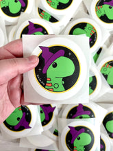 Cargar imagen en el visor de la galería, SECONDS - Witchy Chubby Dinosaur - 3” Circle Cut Sticker
