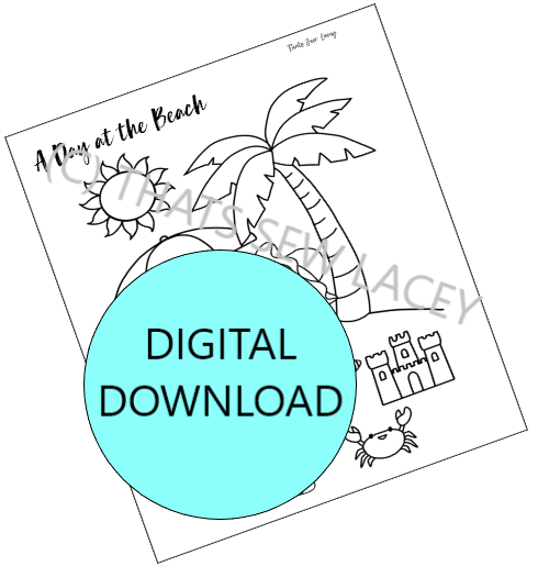 A Day at the Beach Dinosaur - Single Coloring Page