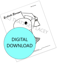 Load image into Gallery viewer, Graduate Dinosaur - Single Coloring Page
