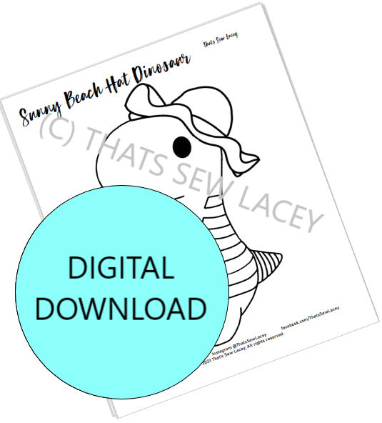 Sunny Beach Hat Dinosaur - Single Coloring Page