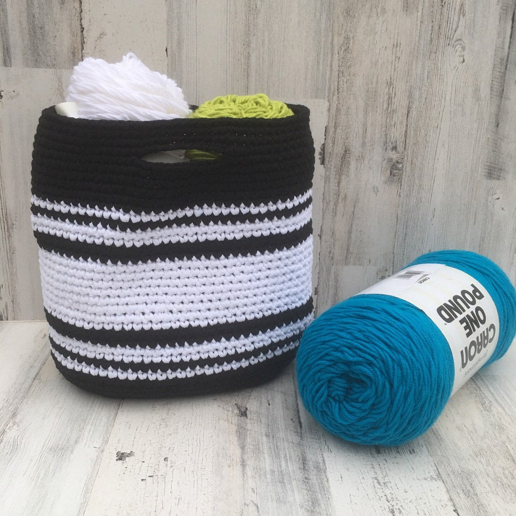 Striped Crochet Basket/Tote Bag