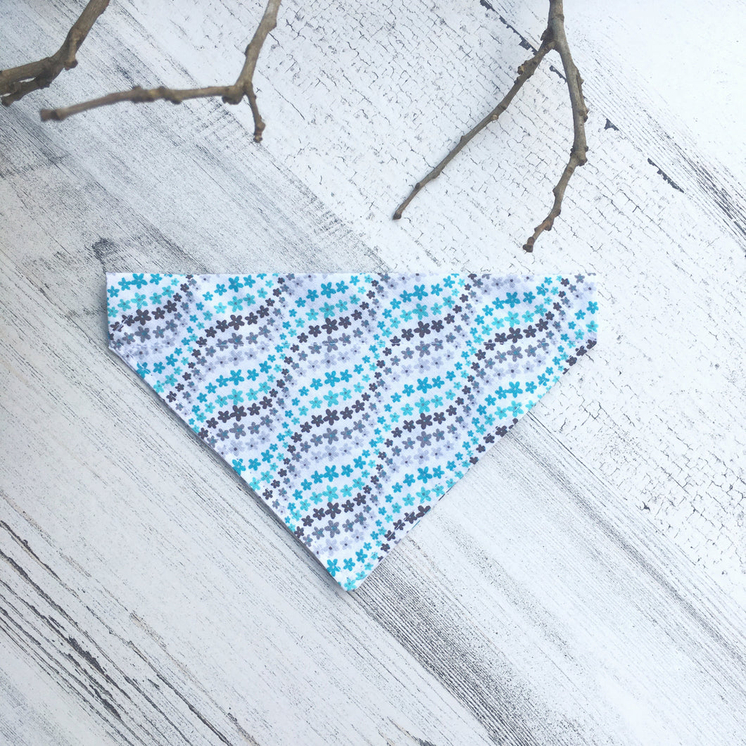 Blue Floral Wave - Slip On Pet Bandana