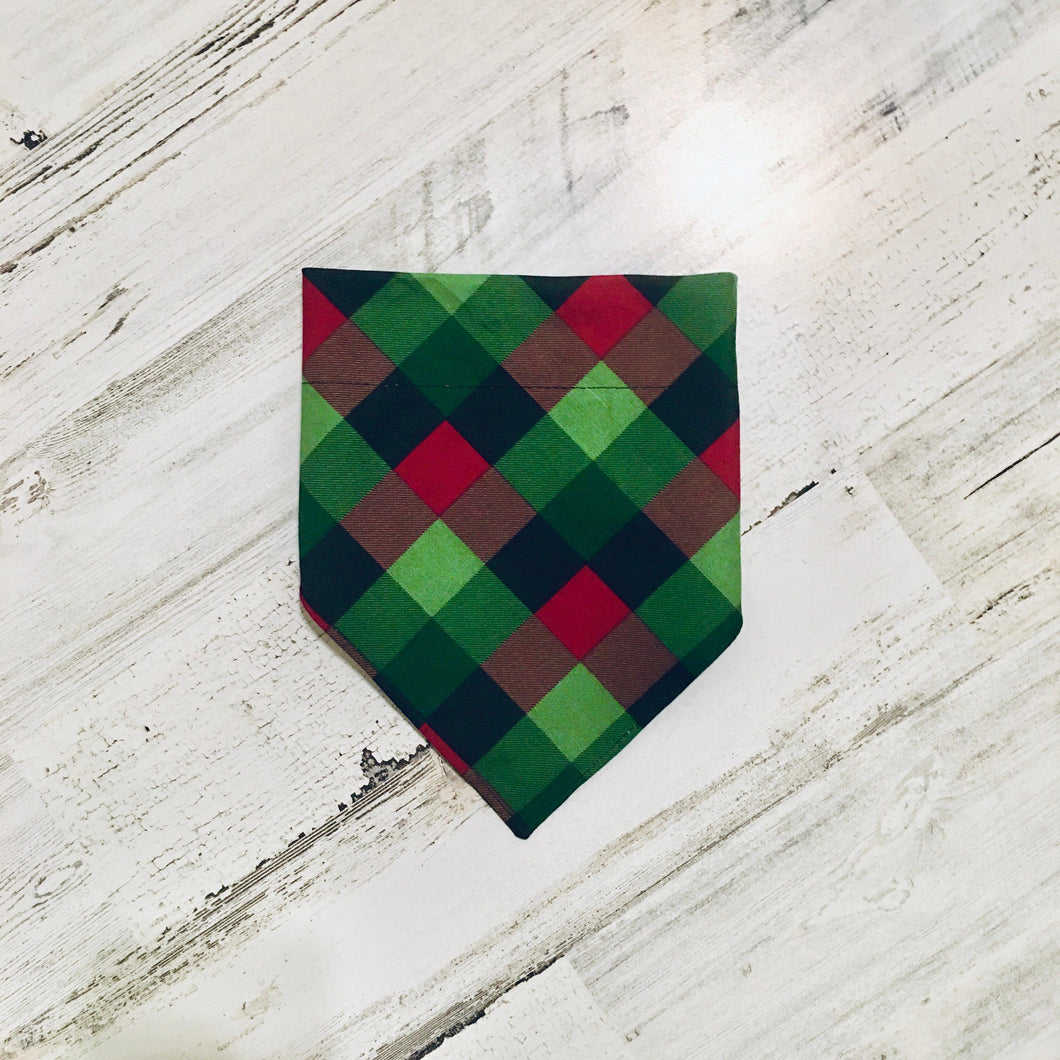 Christmas Plaid - Slip On Pet Bandana