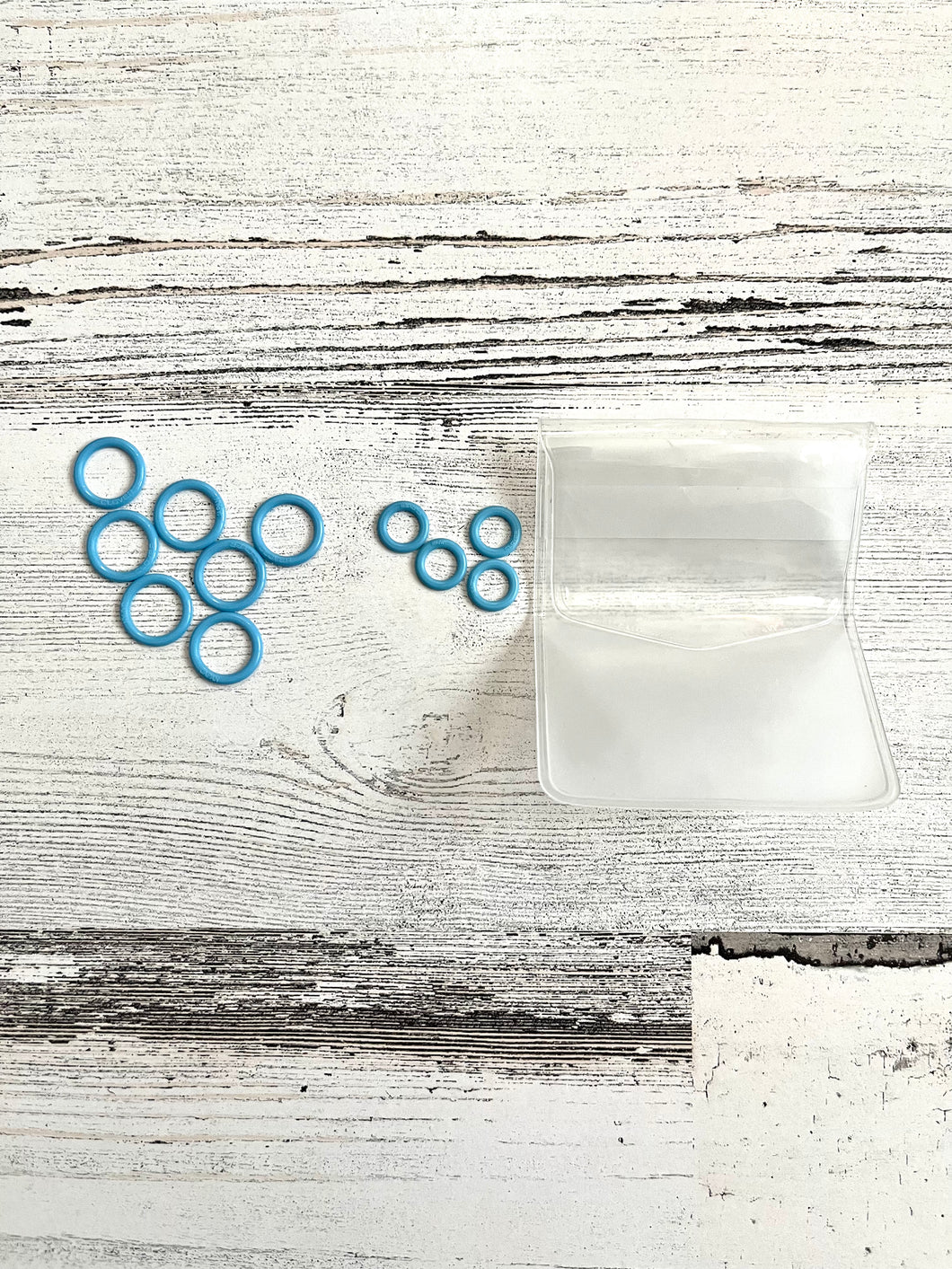 Blue Plastic Stitch Markers - Various Sizes