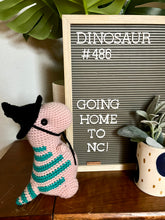 Cargar imagen en el visor de la galería, Dusty Pink with Teal Stripes - Chubby Dinosaur
