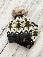 Load image into Gallery viewer, Holiday Tree Beanie with Faux Fur Pom
