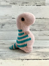 Cargar imagen en el visor de la galería, Dusty Pink with Teal Stripes - Chubby Dinosaur
