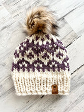 Cargar imagen en el visor de la galería, Reversed Fair Isle Diamonds with Faux Fur Pom
