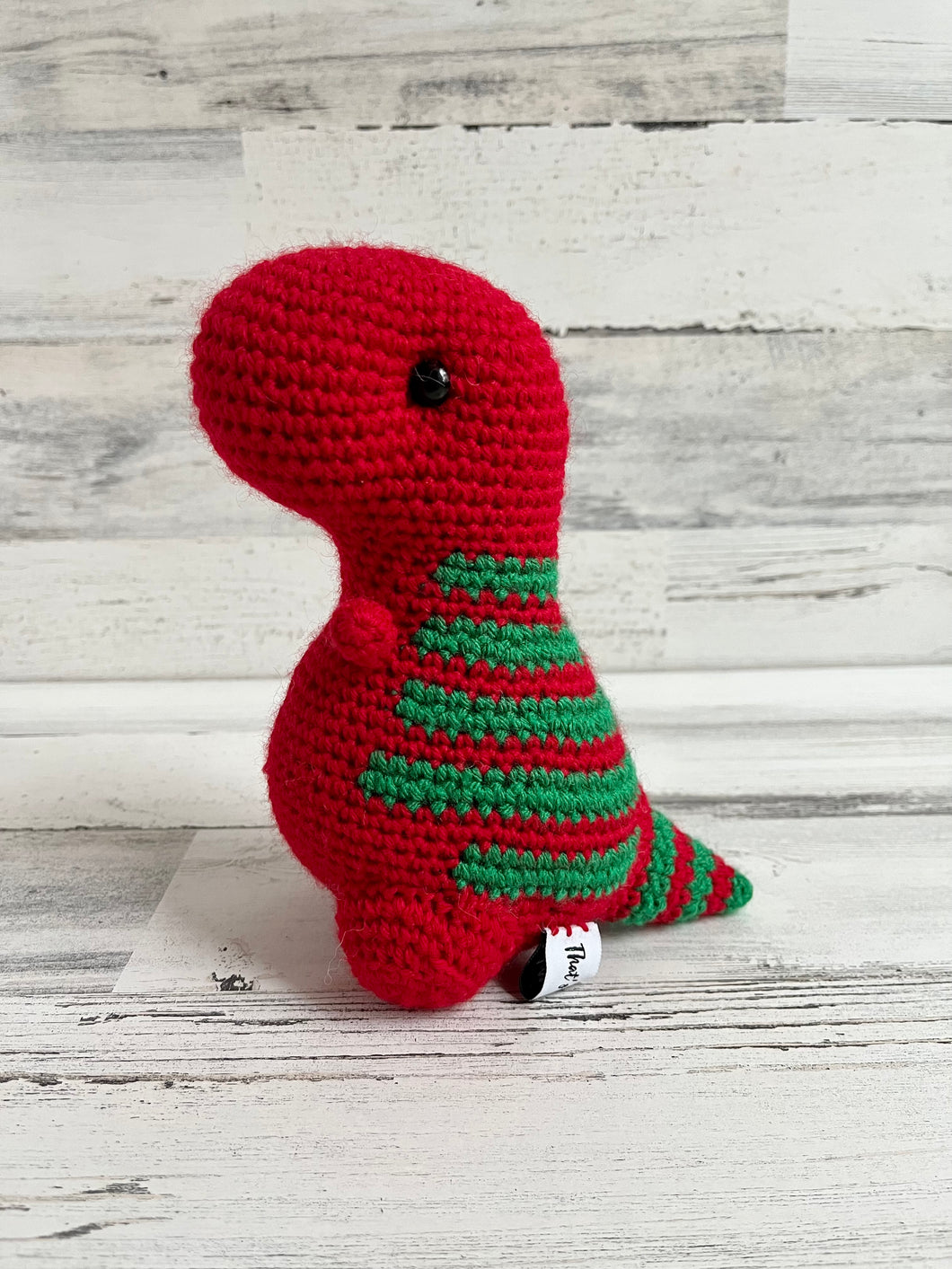 Red with Green Stripes - Chubby Dinosaur