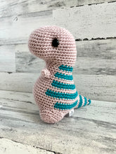 Cargar imagen en el visor de la galería, Dusty Pink with Teal Stripes - Chubby Dinosaur
