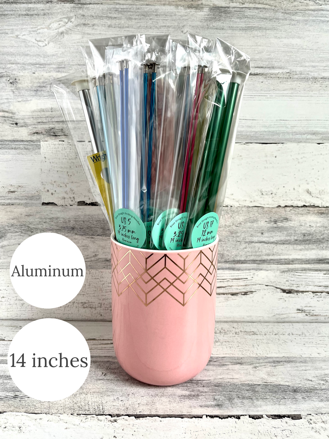 ALL Aluminum 14 inch Straight Knitting Needles