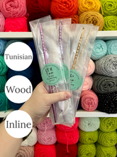 Load image into Gallery viewer, ALL Wood SHORT Inline Tunisian (Afghan) Crochet Hooks
