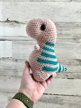 Cargar imagen en el visor de la galería, Dusty Pink with Teal Stripes - Chubby Dinosaur
