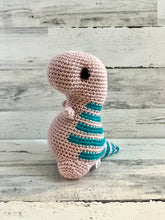 Cargar imagen en el visor de la galería, Dusty Pink with Teal Stripes - Chubby Dinosaur
