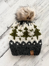 Load image into Gallery viewer, Holiday Tree Beanie with Faux Fur Pom
