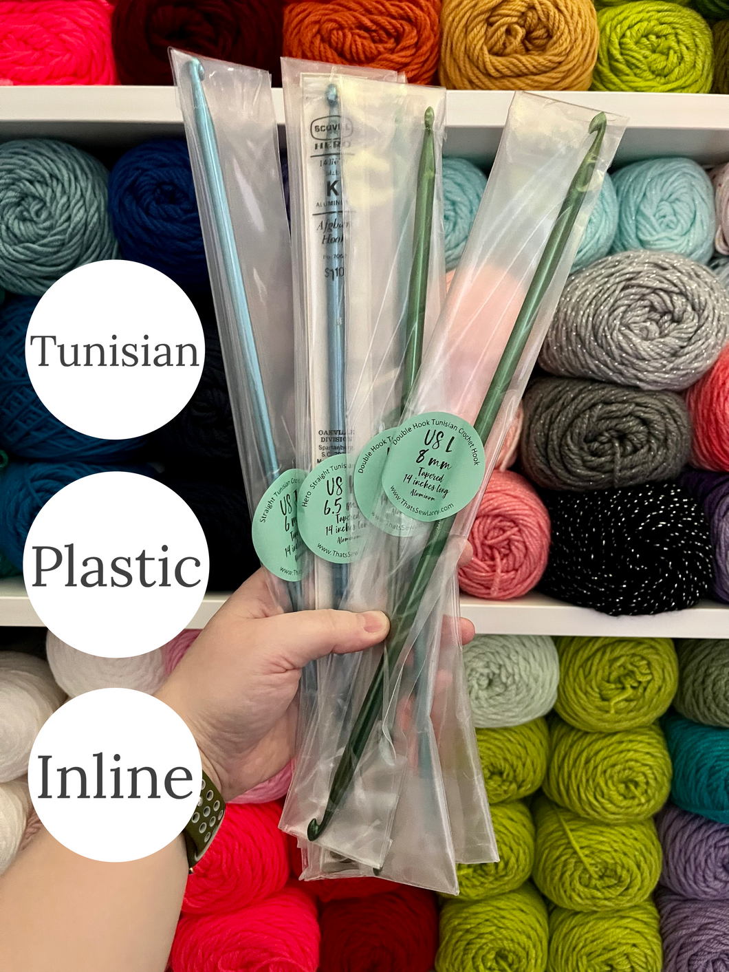 ALL Plastic LONG In-line Tunisian (Afghan) Crochet Hooks