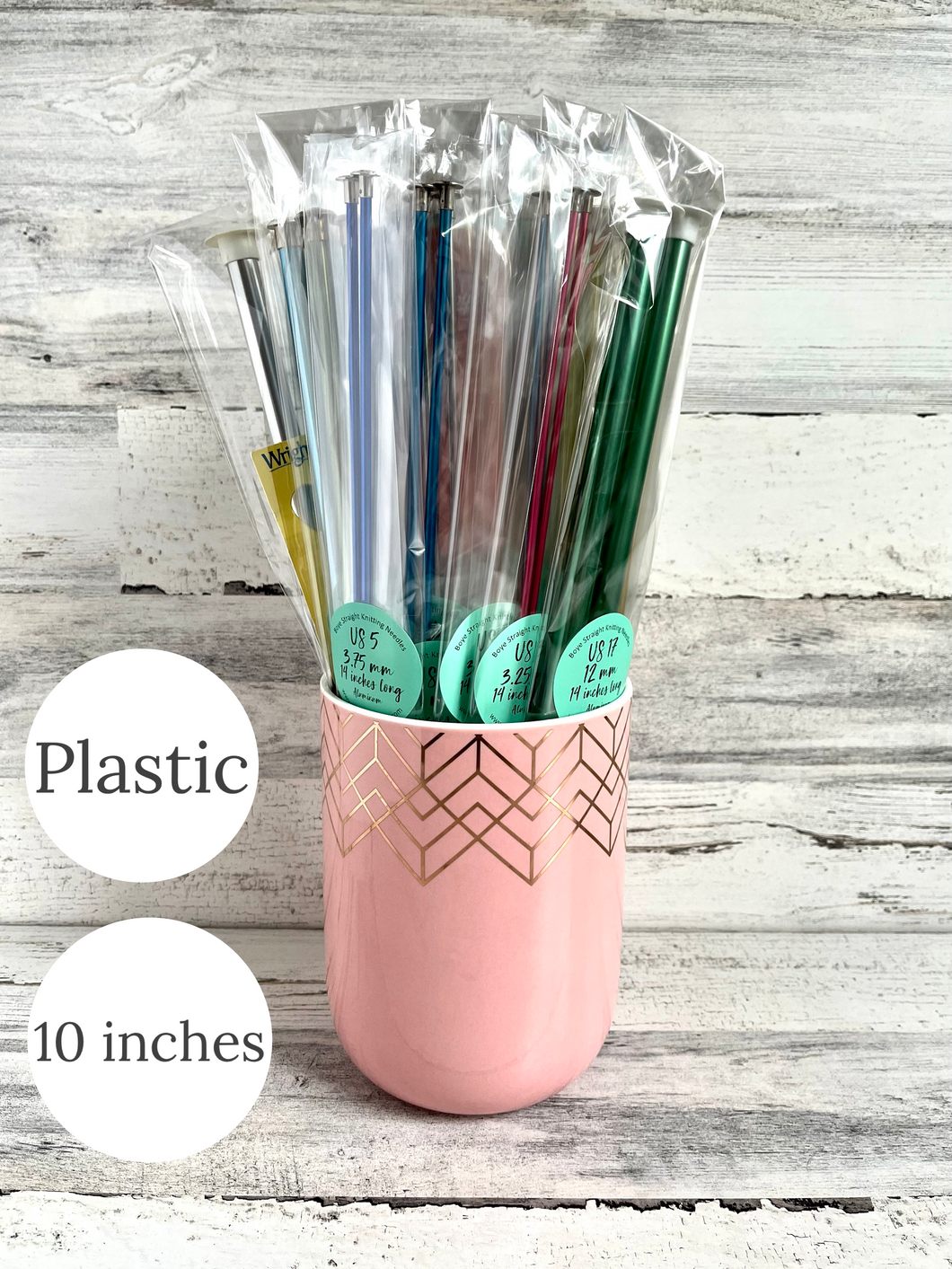 ALL Plastic 10 inch Straight Knitting Needles