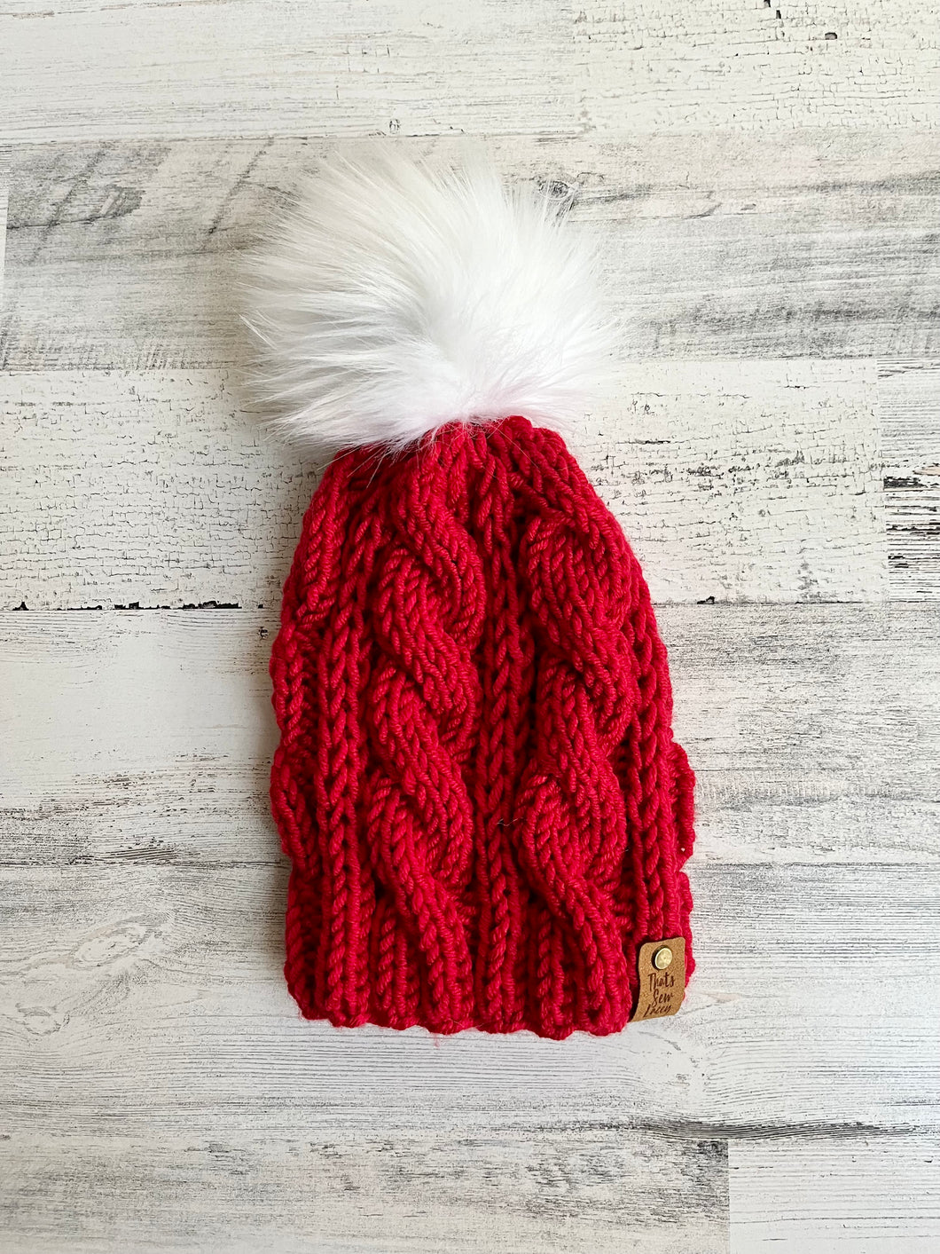 Eternity Cabled Beanie with Faux Fur Pom