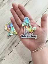 Load image into Gallery viewer, Old Logo Holographic Die Cut Sticker - 3” That&#39;s Sew Lacey Logo
