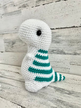 Charger l&#39;image dans la galerie, White with Teal Stripes - Chubby Dinosaur

